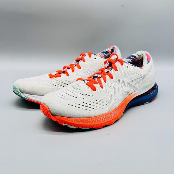 Asics Shoes Womens 8.5 White Orange Gel Kayano 28 Mesh Road Running Sneakers - Picture 4 of 14